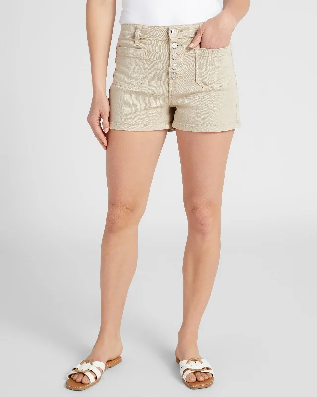 Effortless Sophistication Button Front Shorts with Patch Pockets