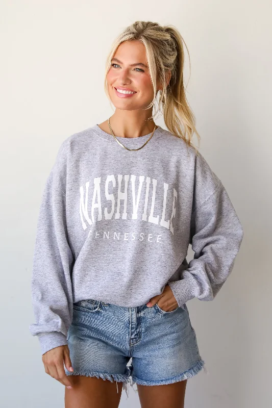 Budget Friendly Light Heather Grey Nashville Tennessee Sweatshirt