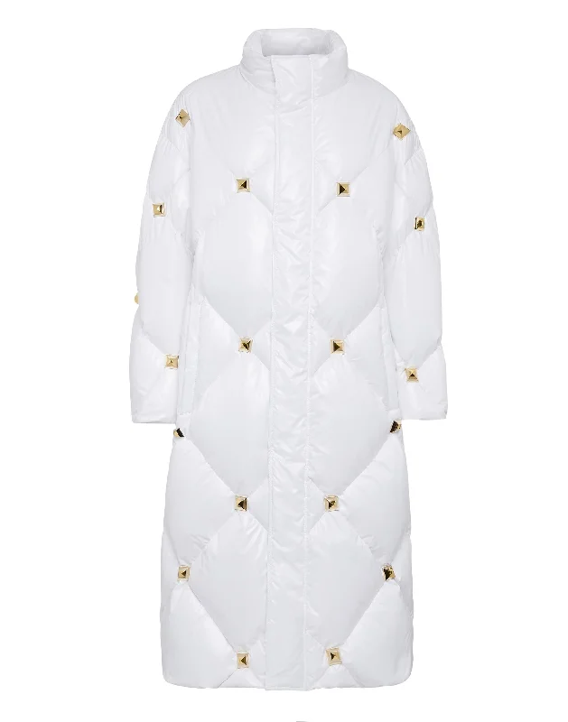 Women's Fashion-Forward Apparel Long Puffer Jacket Nylon shiny