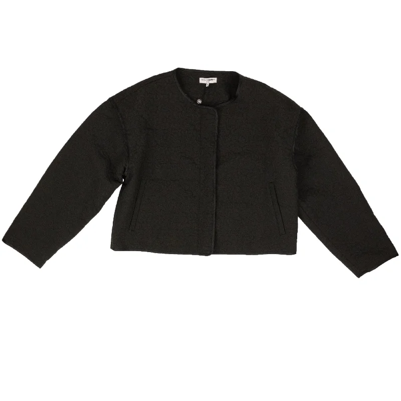 Sporty Streetwear Black Polyester Solid Quilted Jacket
