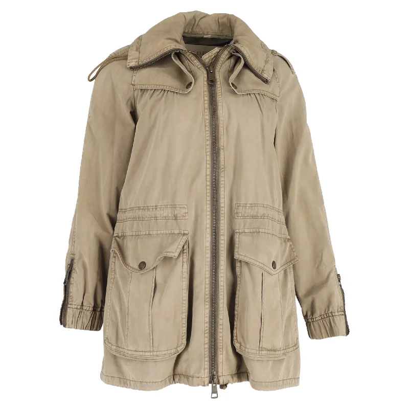Women's Cozy Clothes Burberry Brit Cargo Zipped Jacket in Brown Cotton