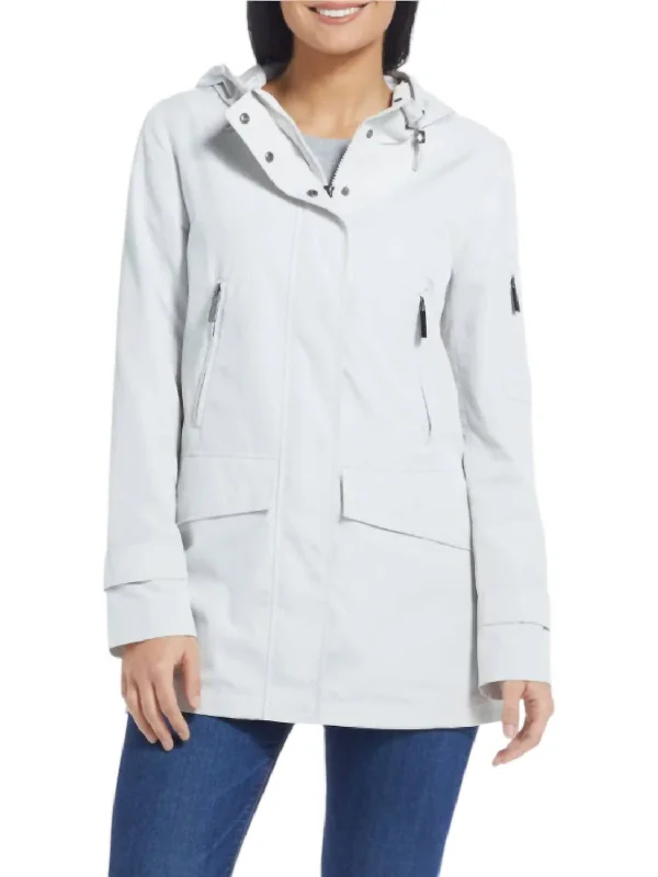 Sporty Streetwear Water Repellent Hooded Parka Jacket In Stone