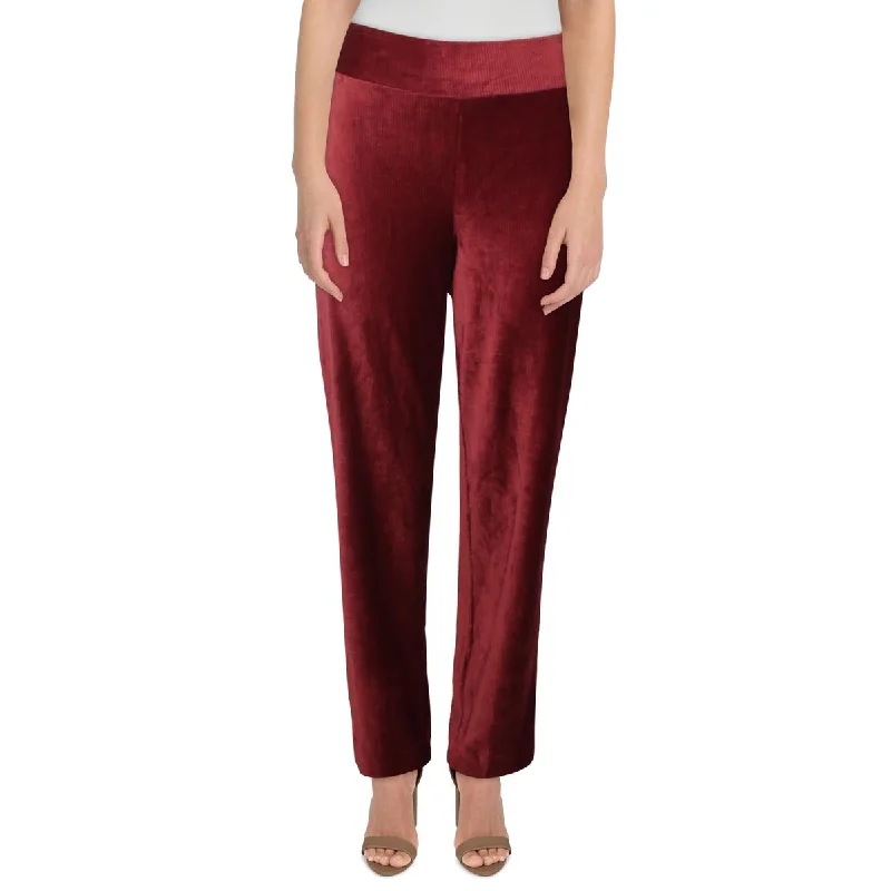 Charming Silhouette Womens Velvet Slim Ankle Wide Leg Pants